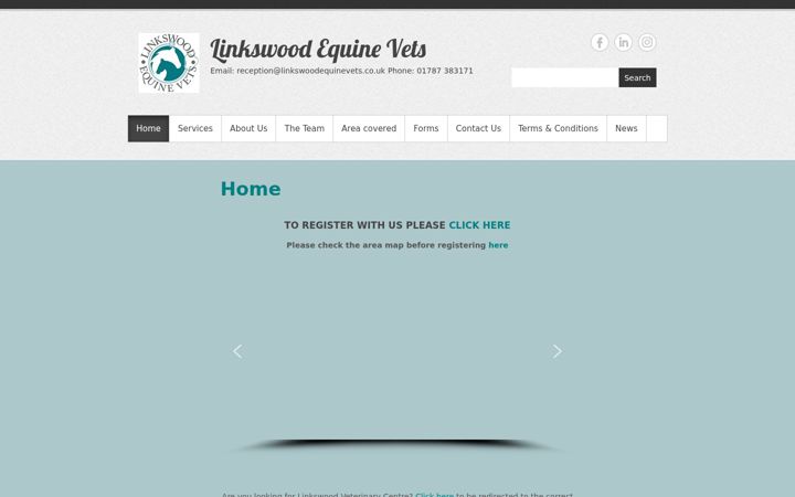Screenshot of linkswoodequinevets.co.uk