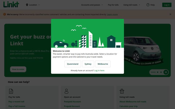 Screenshot of linkt.com.au