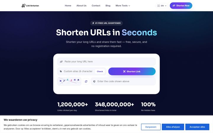 Screenshot of linkverkorten.com