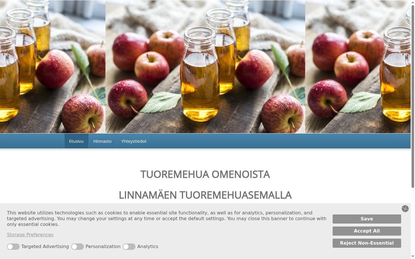 Screenshot of the consent banner shown before any interaction