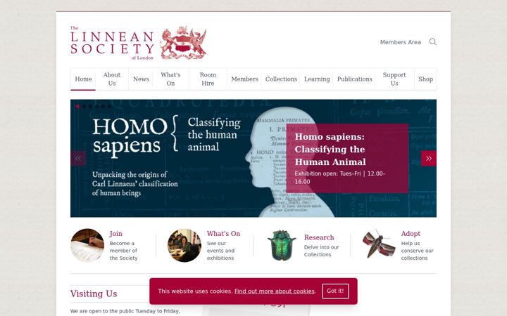 Screenshot of linnean.org
