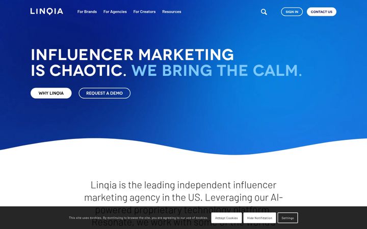 Captura de ecrã de linqia.com