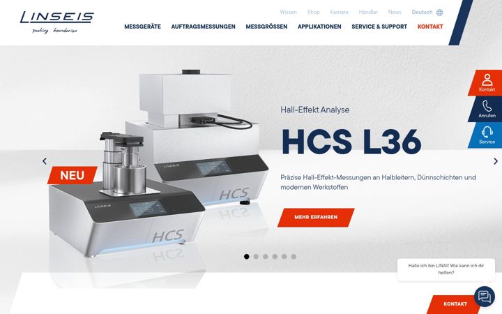 Screenshot of linseis.com