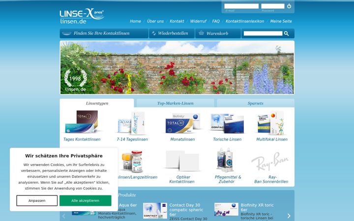 Screenshot of linsen.de