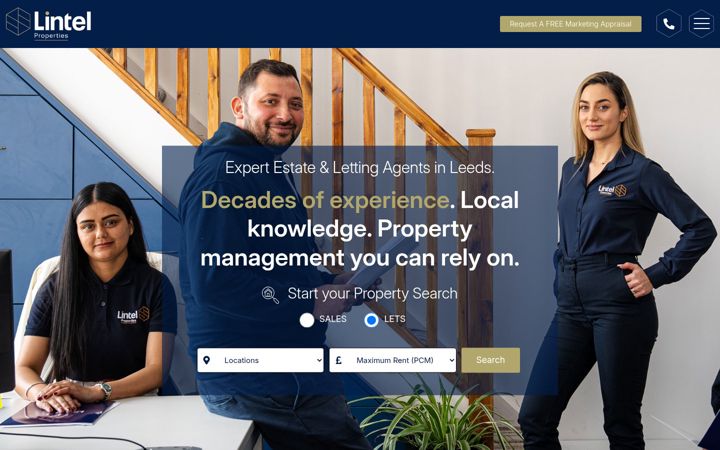 Screenshot of lintelproperties.co.uk