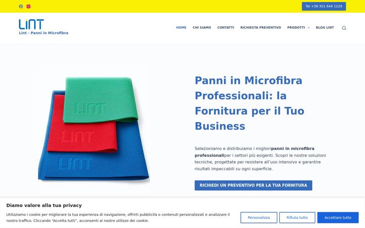 Screenshot of lintmicrofibercloths.it