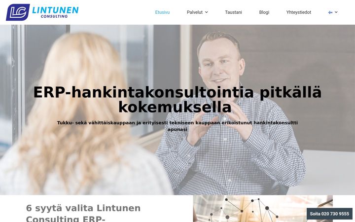 Snimka zaslona za lintunenconsulting.fi