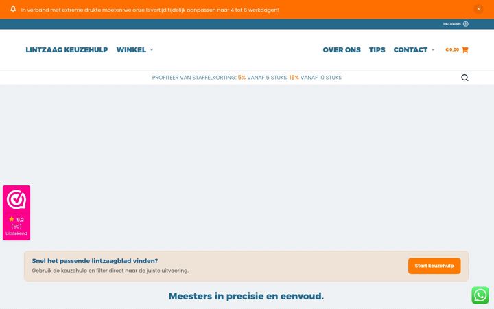 Screenshot of lintzaagmeesters.nl