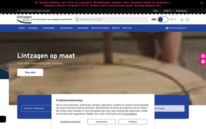 Screenshot of lintzagenopmaat.nl