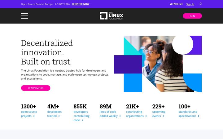 Screenshot of linux-foundation.org