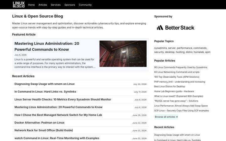 Screenshot of linuxblog.io