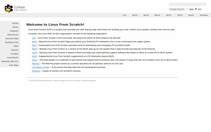 Screenshot of linuxfromscratch.org