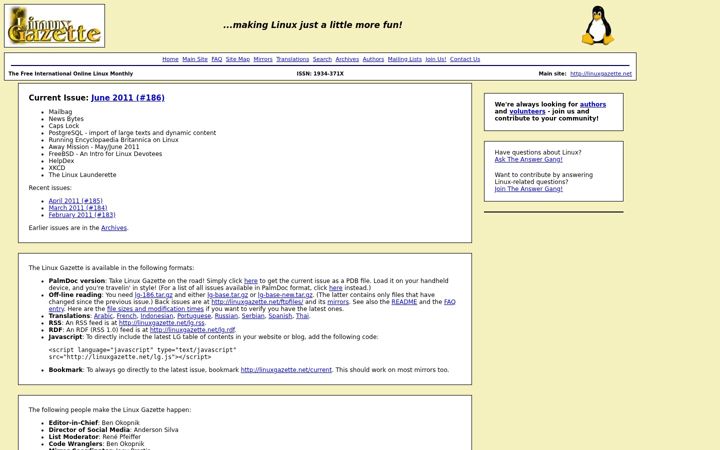 Screenshot of linuxgazette.net
