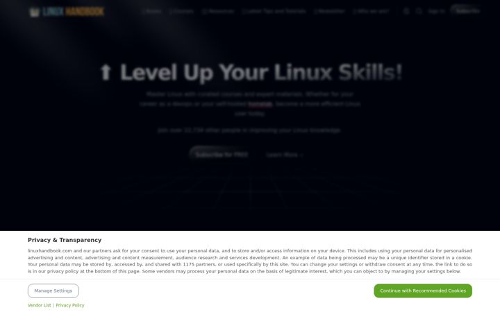 Screenshot of linuxhandbook.com
