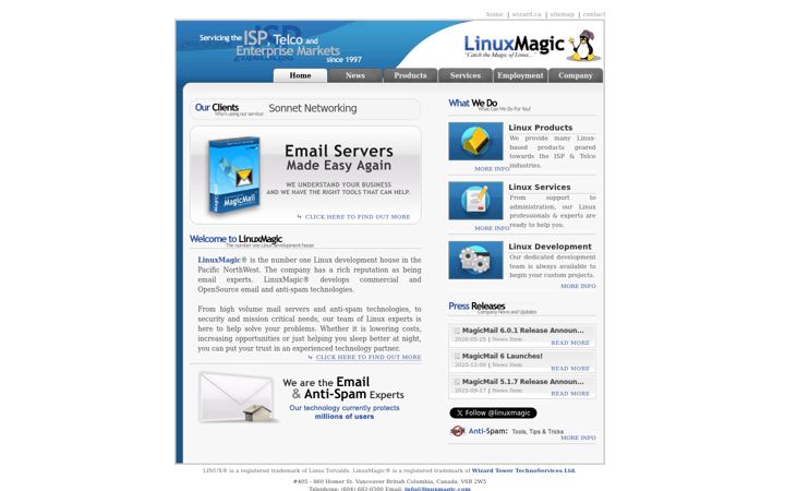 Snímek obrazovky linuxmagic.com