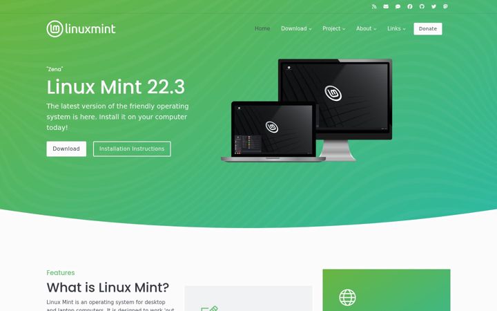 Screenshot von linuxmint.com