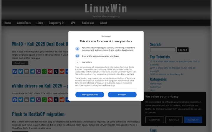 Screenshot of linuxwin.com