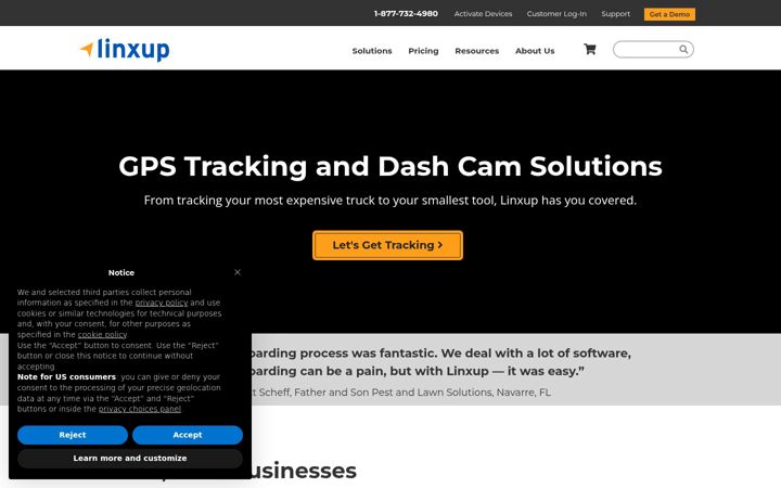 Screenshot of linxup.com