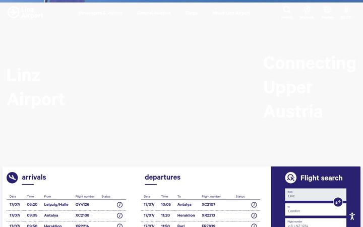 Screenshot of linz-airport.com