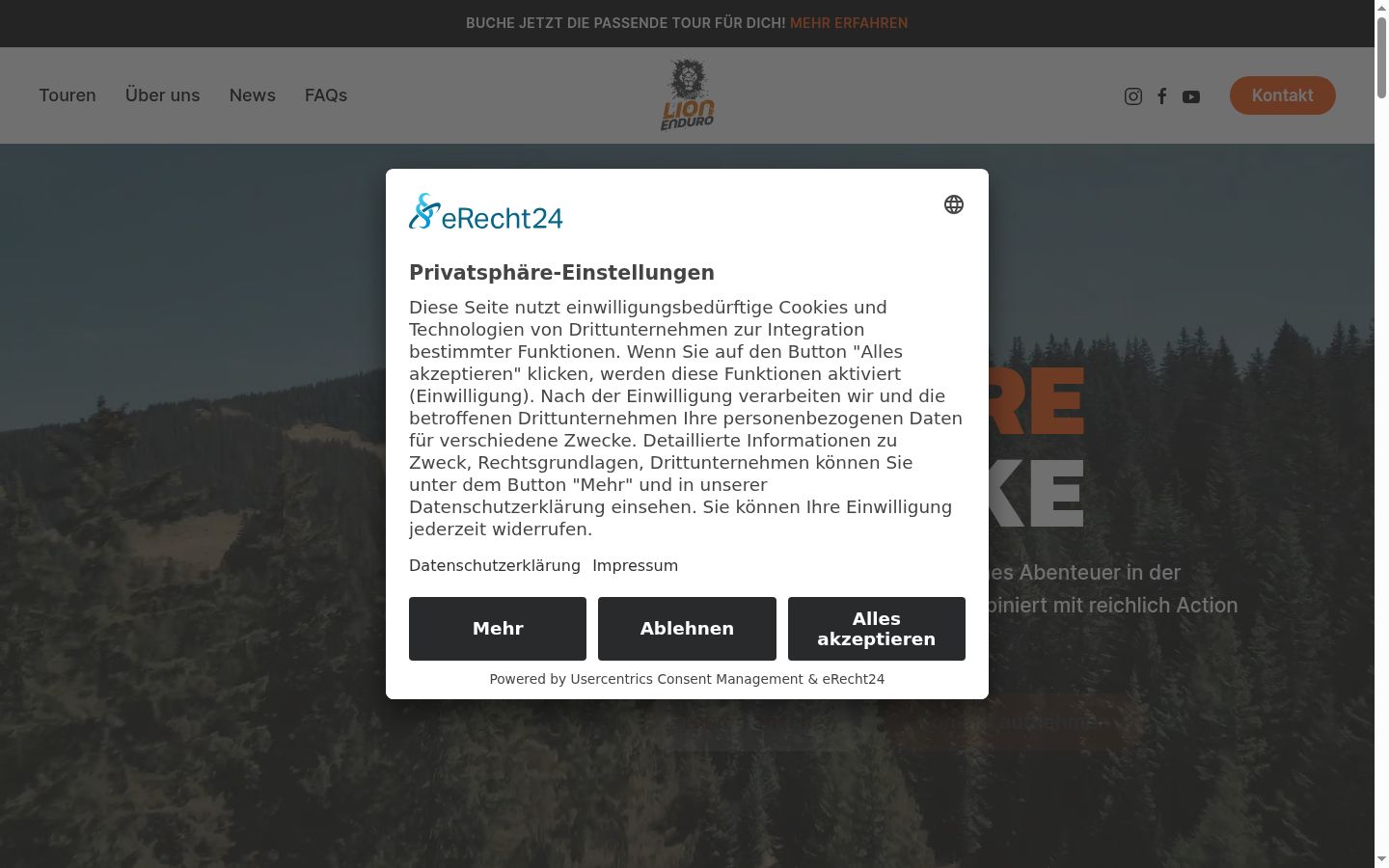 Screenshot of the consent banner shown before any interaction