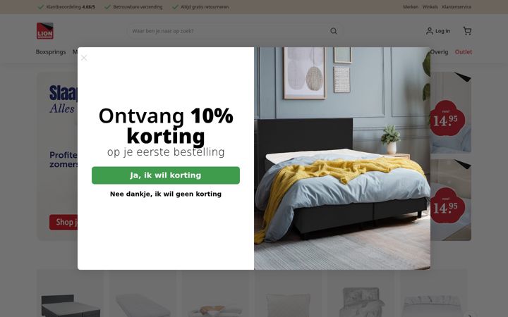 Screenshot of lionbeddenshop.nl