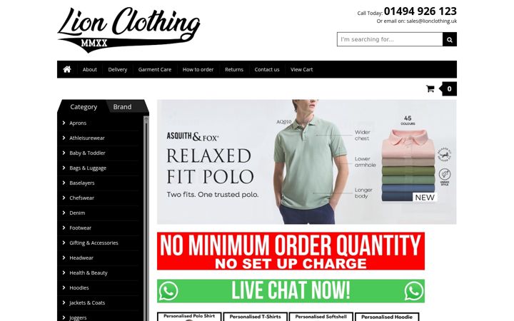 Screenshot of lionclothing.uk