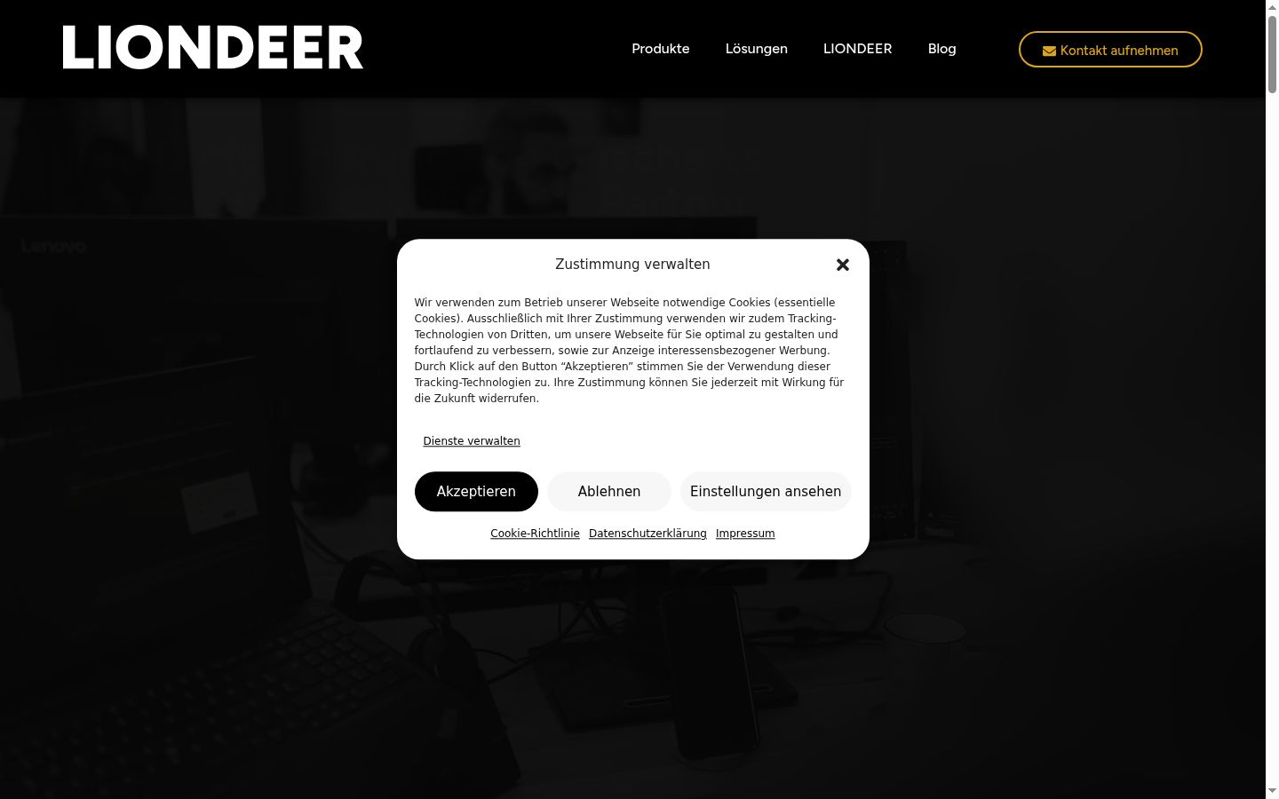 Screenshot del banner di consenso mostrato prima di qualsiasi interazione