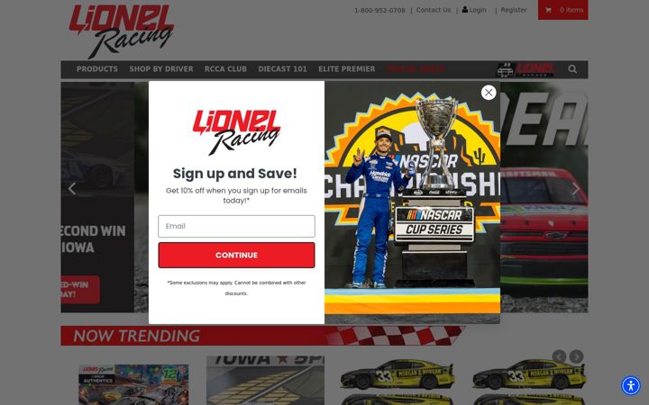 Screenshot of lionelracing.com