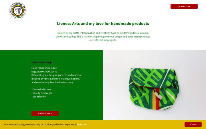 Screenshot of lionessarts.com