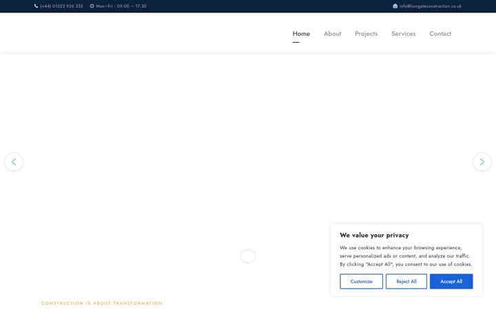 Screenshot of liongateconstruction.co.uk