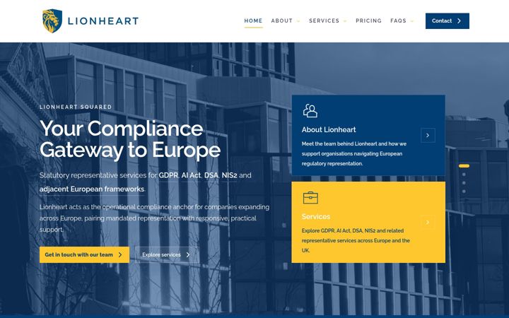 Screenshot of lionheartsquared.com