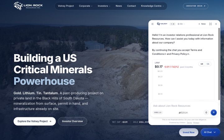 Screenshot of lionrockresources.com