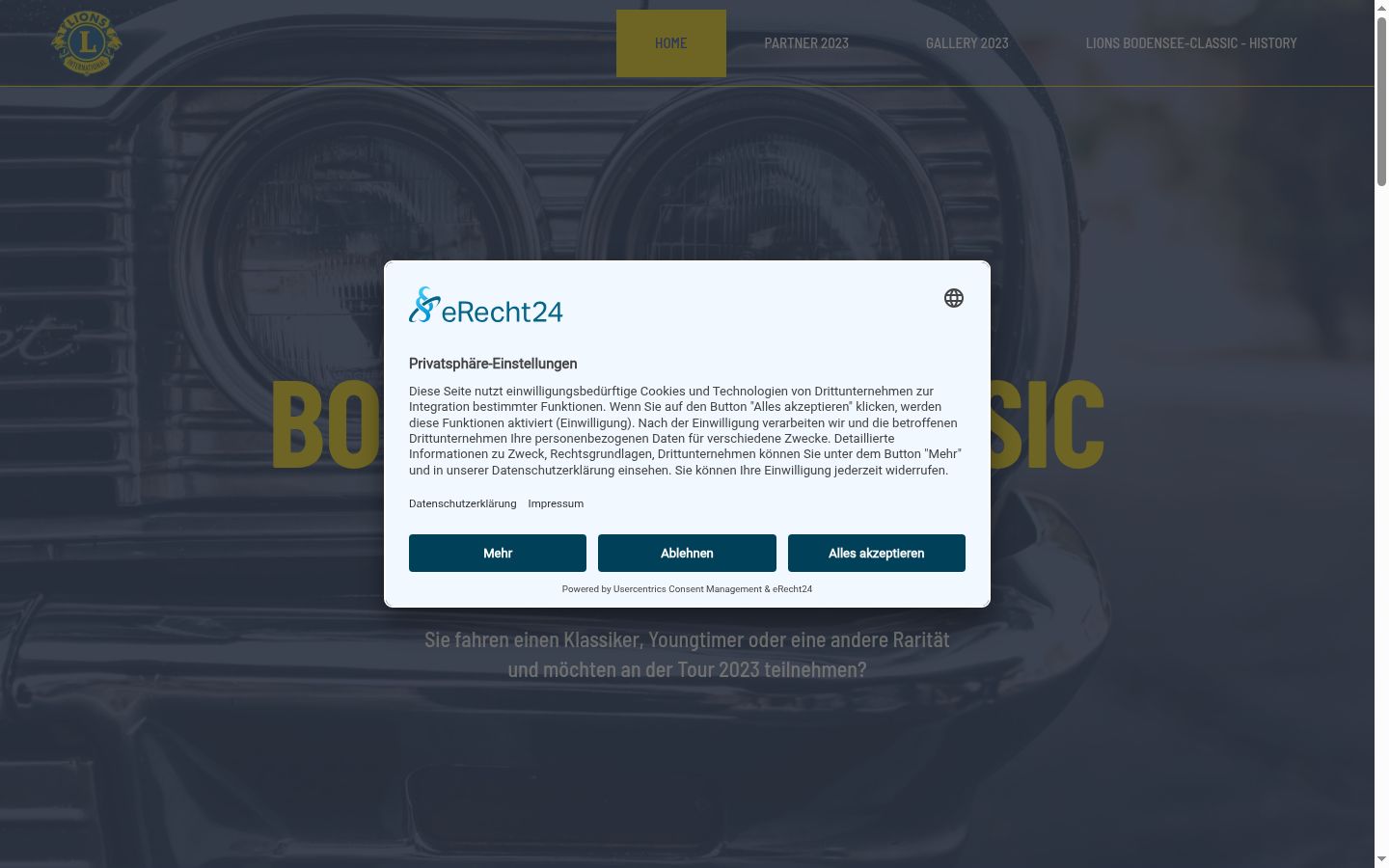 Screenshot del banner di consenso mostrato prima di qualsiasi interazione