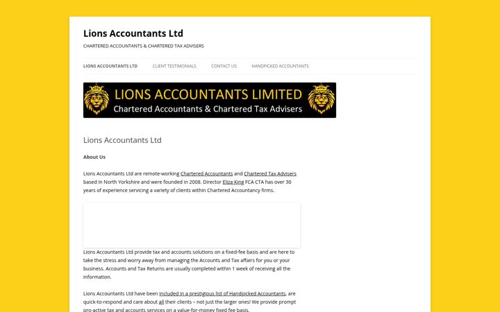 Screenshot of lionsaccountants.co.uk