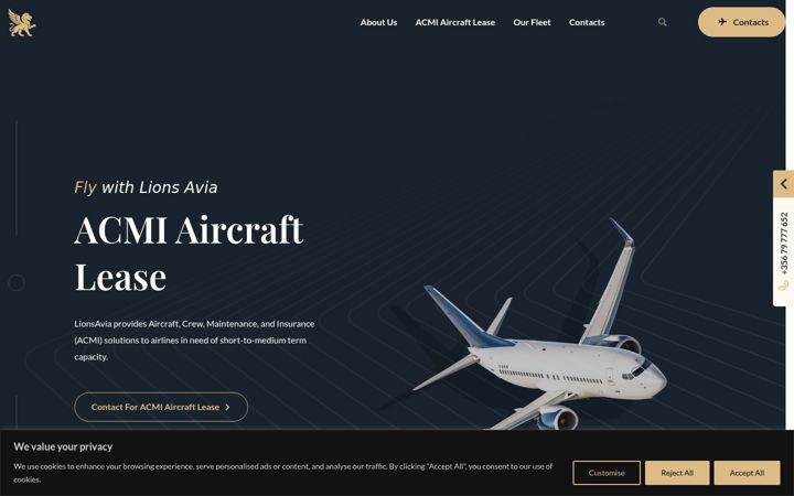 Screenshot of lionsavia.com