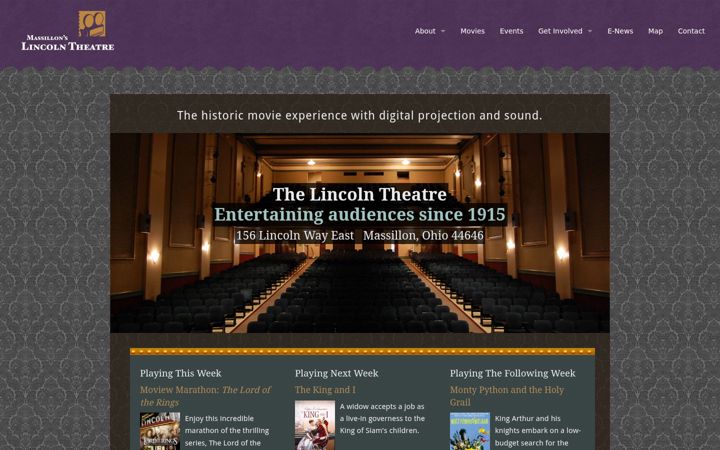 Snímek obrazovky lionslincolntheatre.com