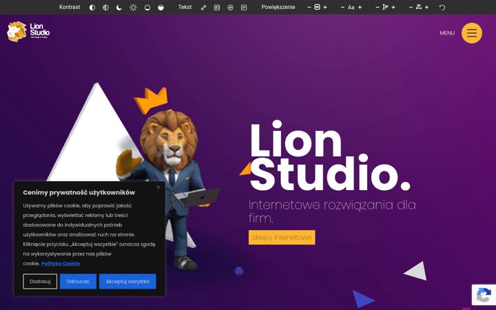 Snímek obrazovky lionstudio.pl