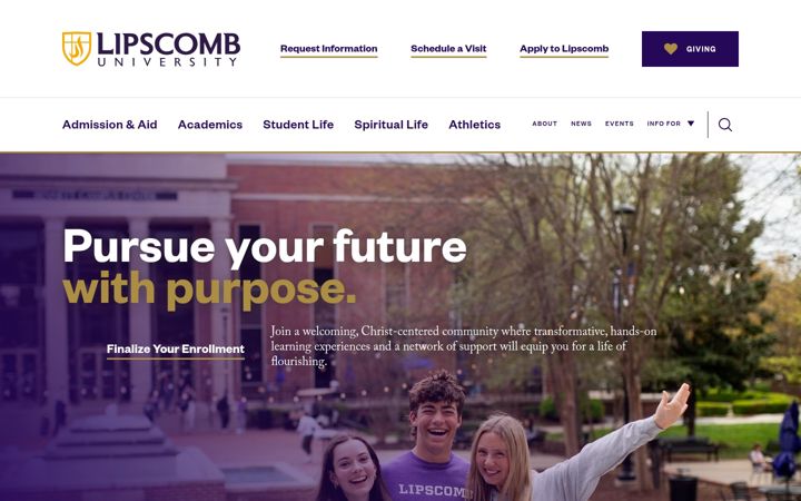 Screenshot of lipscomb.edu