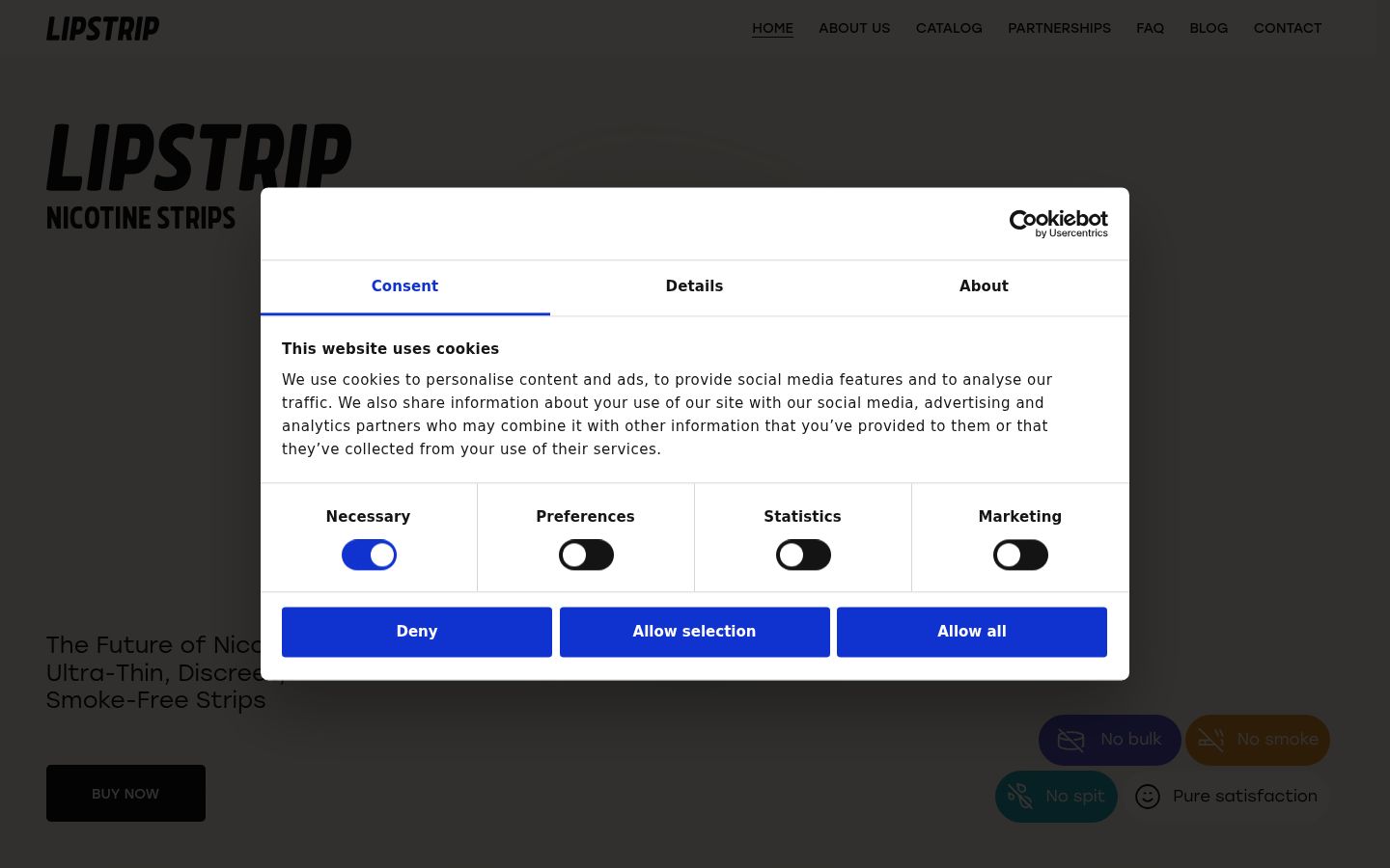 Screenshot of the consent banner shown before any interaction