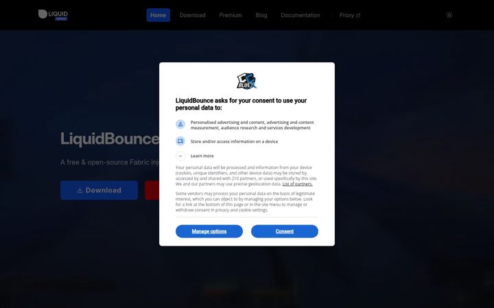 Screenshot of liquidbounce.net