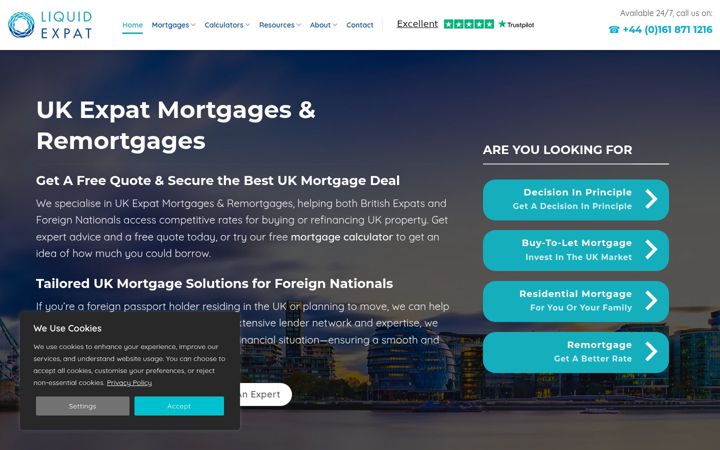 Screenshot of liquidexpatmortgages.com
