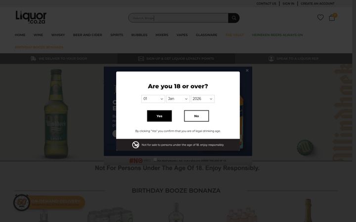 Screenshot of liquor.co.za