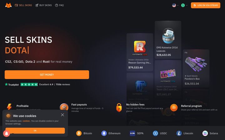 Kuvakaappaus sivustosta lis-skins.com
