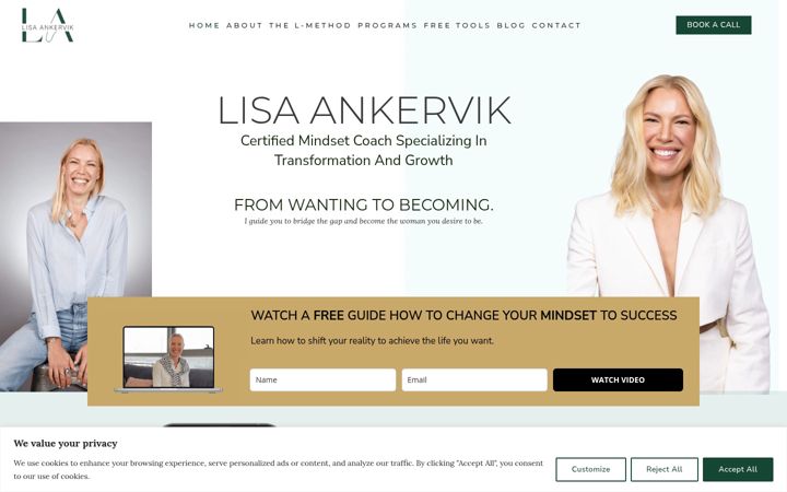 Screenshot of lisaankervik.com