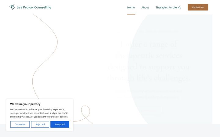 Screenshot of lisapeplowcounselling.co.uk