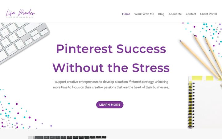 Screenshot of lisapinder.com