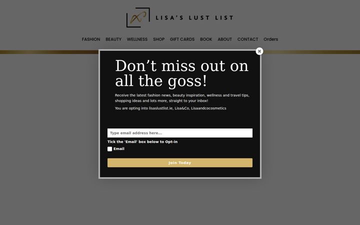 Screenshot of lisaslustlist.ie