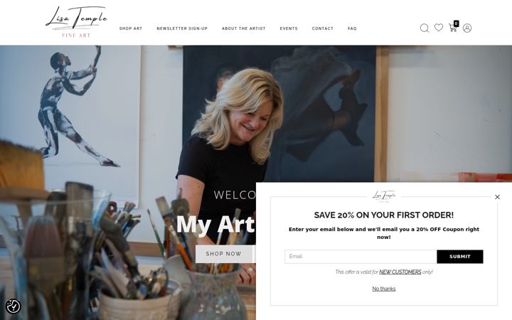 Screenshot of lisatemplefineart.com
