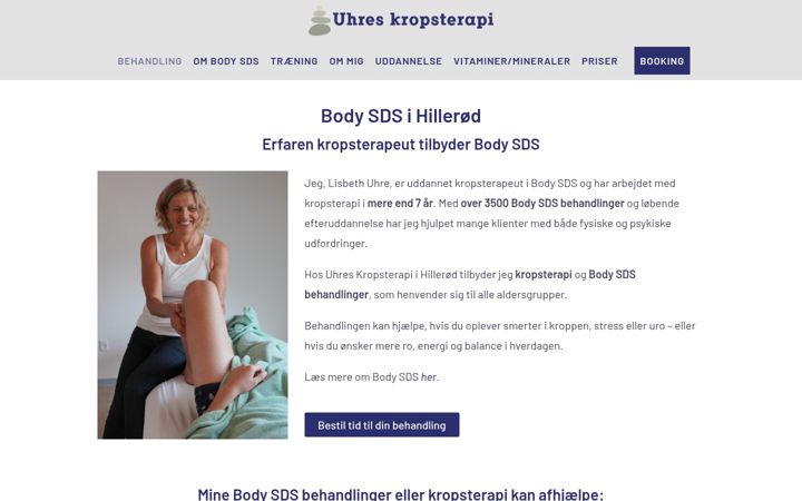 Screenshot van lisbethuhre.dk