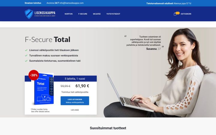 Screenshot of lisenssikauppa.com